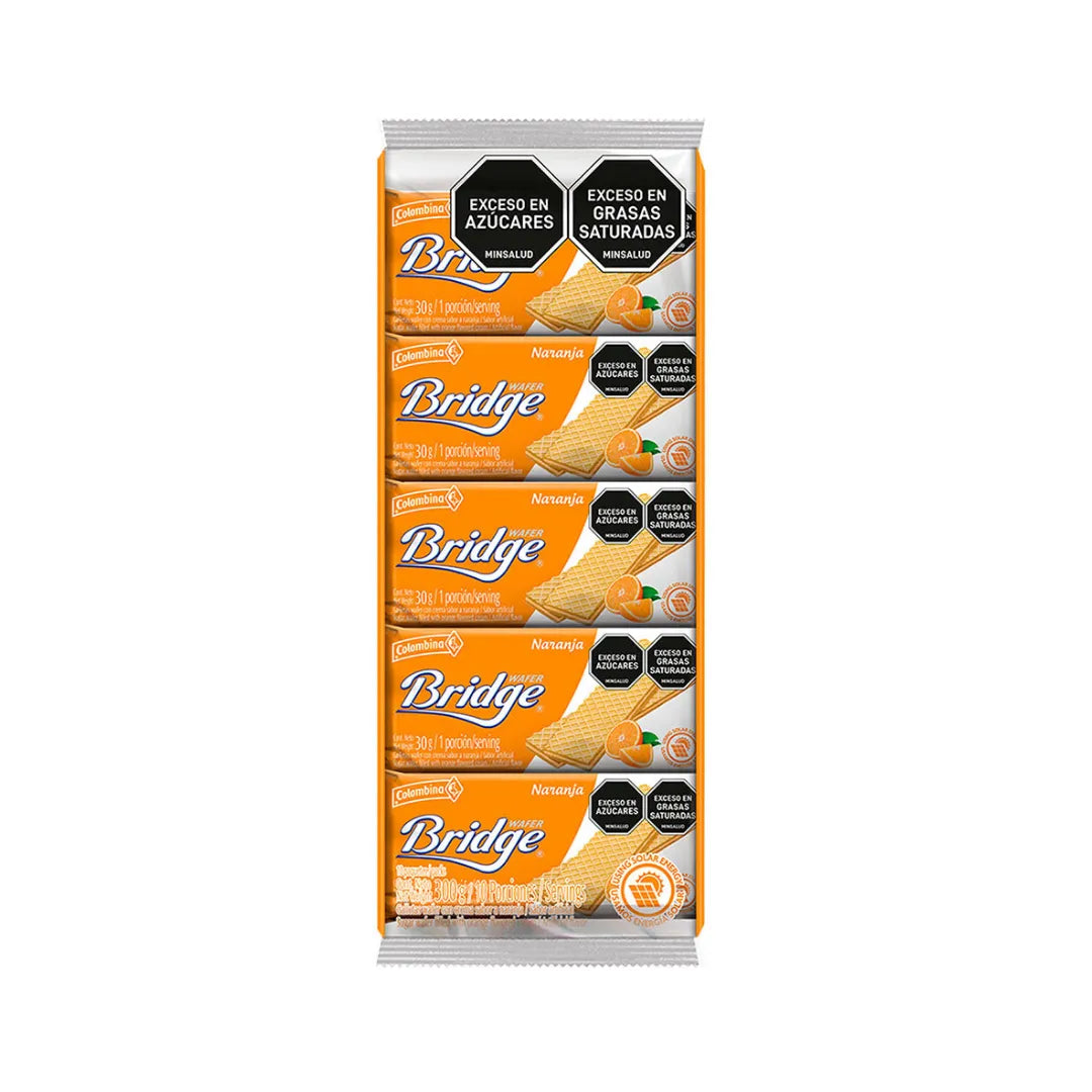 GALLETA WAFER BRIDGE NARANJA X 10UND