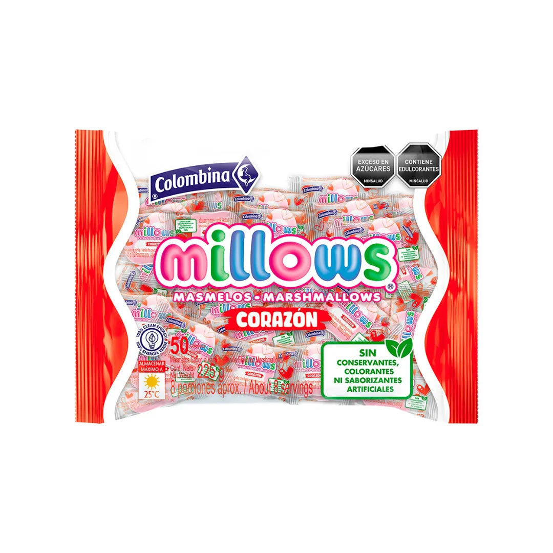 MASMELOS MILLOWS CORAZON INDIVIDUAL X 50UND