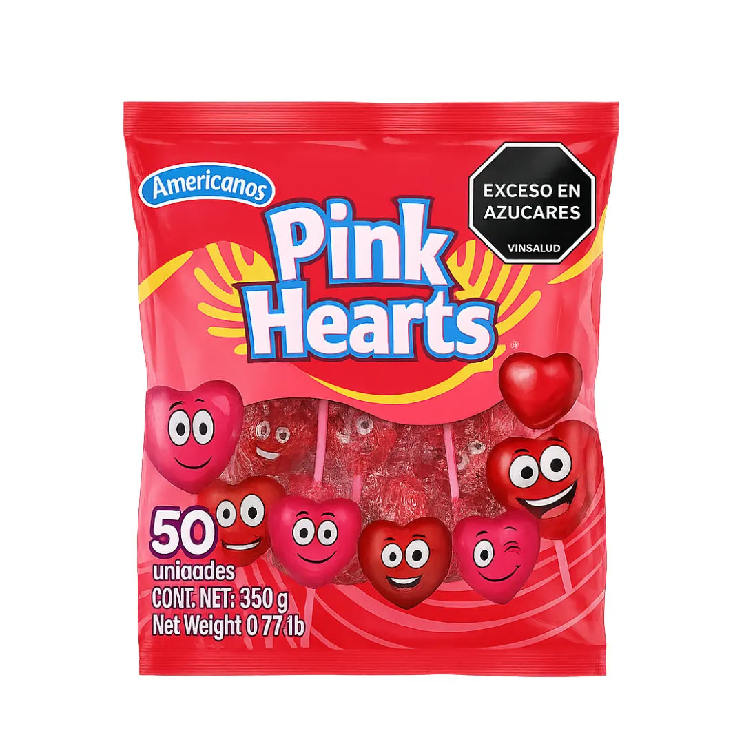 CHUPETA PINK HEARTS X 50UND