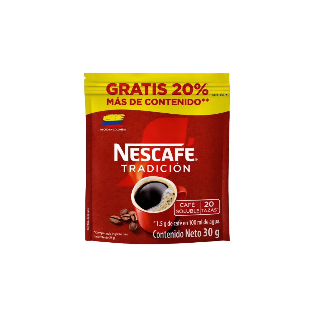 CAFÉ INSTANTANEO  NESCAFE TRADRADICIONAL X 30GR