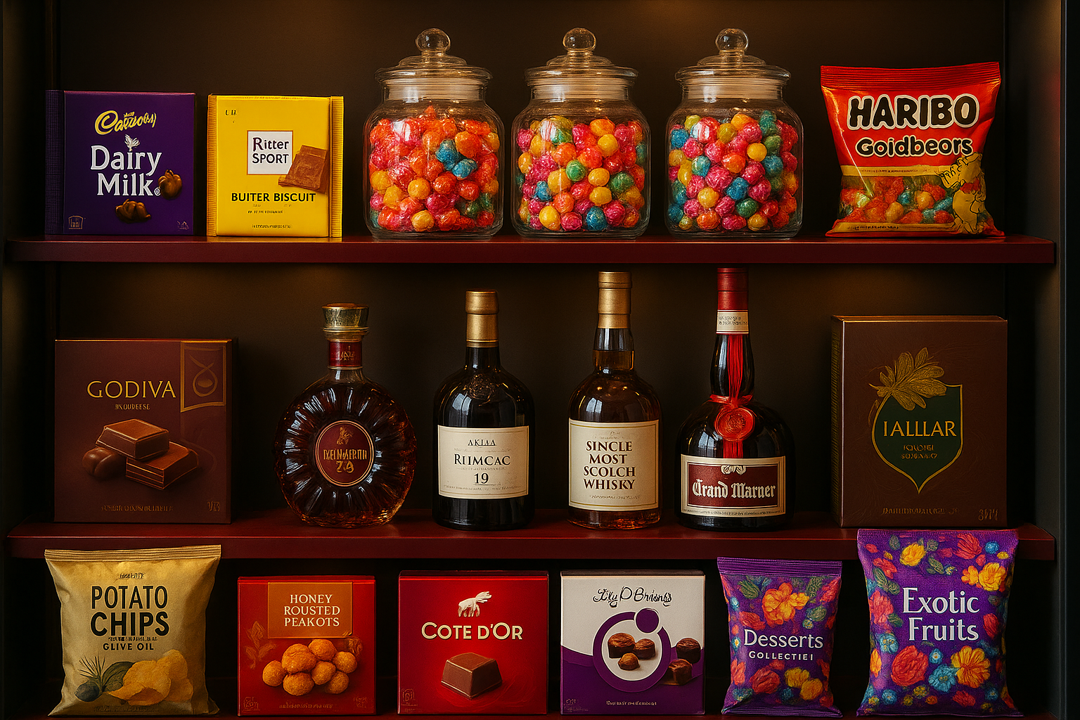 tienda de venta de dulces importados licores y snacks